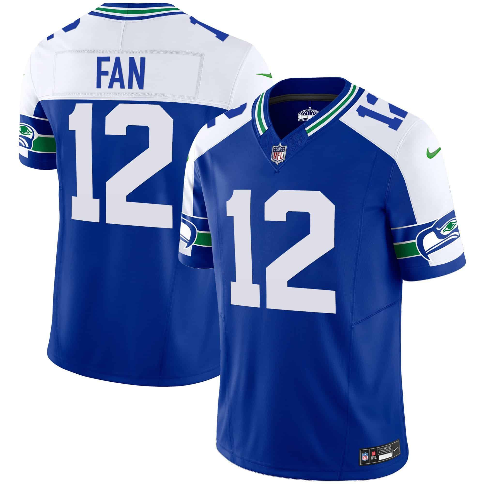 Men Seattle Seahawks 12 Fan Blue 2024 Nike Throwback Vapor Limited NFL Jersey